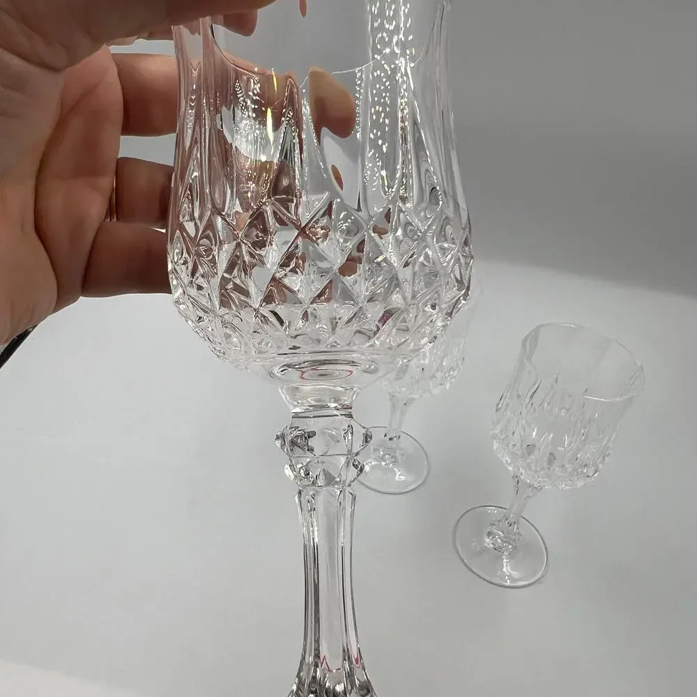 Vintage Luminarc Arc International Wine Cordial‎ Glasses 3 Piece Clear Crystal
